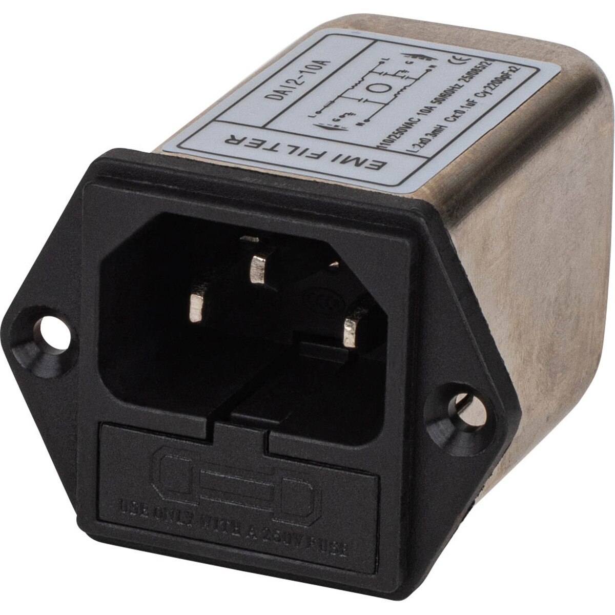 IEC AC 10A Socket with EMI Filter and Fuse Holder